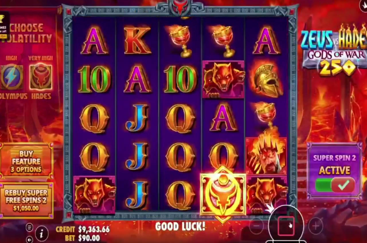 Zeus vs Hades - Gods of War 250 game screen
