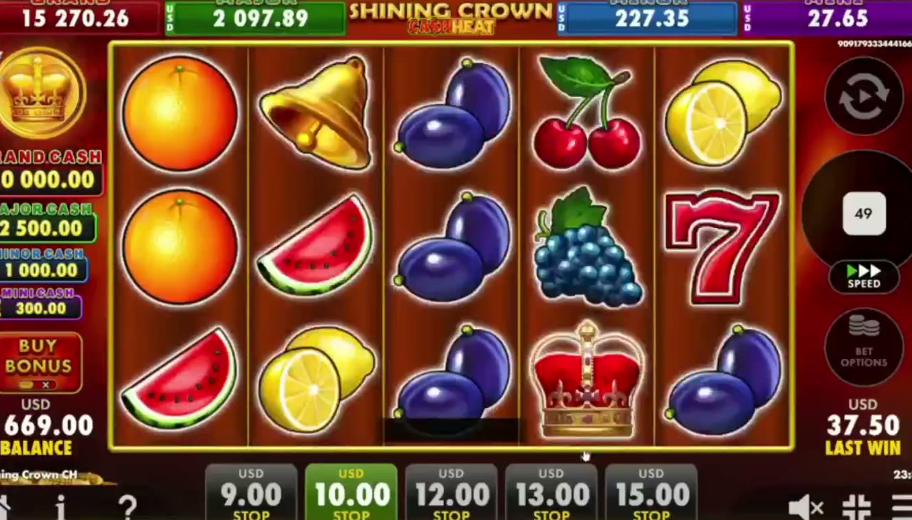 Shining Crown Cash Heat game screen